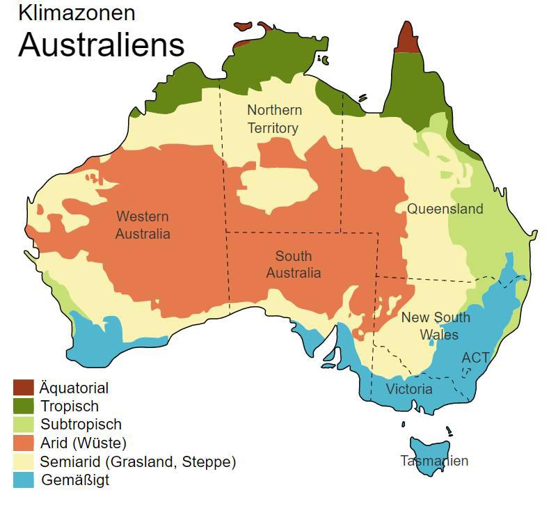 klima klimazonen australien